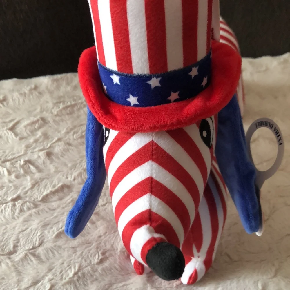 Red & White Striped Patriotic Dachshund Dog Plush Toy for Pets
